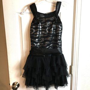 Biscotti Roaring 20's Style Blk Sequin & Satin Girls Party Dress Sz 12